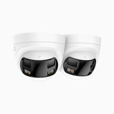 FCD800 - 2er-Pack 8MP UHD zwei Objektiven PoE-Außenkamera, 180° Panoramaansicht, intelligenter Dual-Licht-Nachtsicht, Zwei-Wege-Audio, aktivem Sirenenton & Alarm, Personen- & Fahrzeugerkennung, IP67-zertifiziert